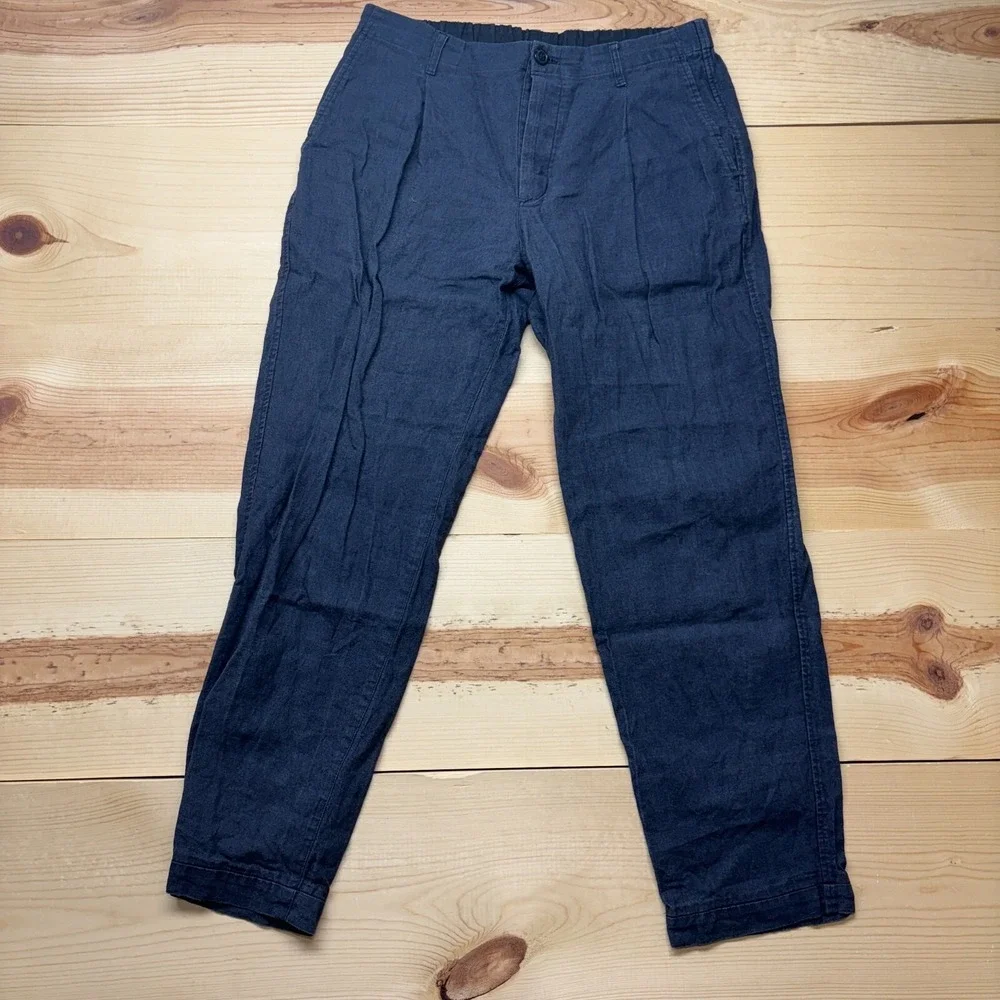COMM. ARCH Pants Mens 32x29‎ Blue Navy Linen Trousers made in Japan Size 4